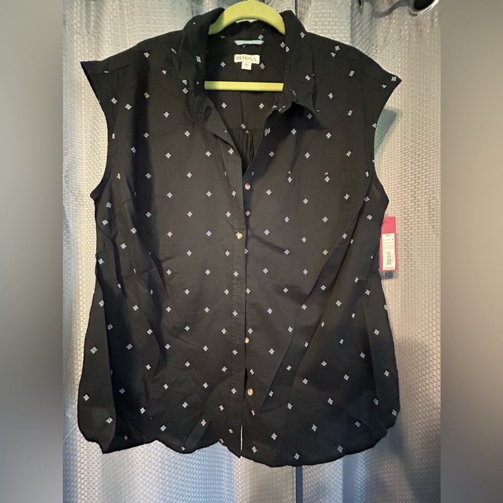 Merona Black Sleeveless Button Down NWT XXL